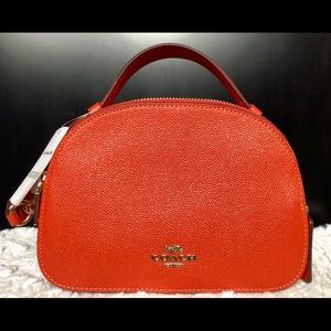 Serena Leather Satchel Bag in Gold/Mango Color